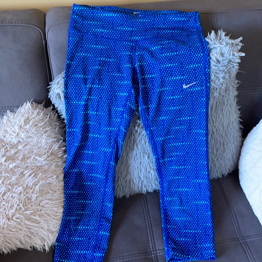NIKE DRY-FIT Blue & Teal 3/4 length Running Pants Size Small